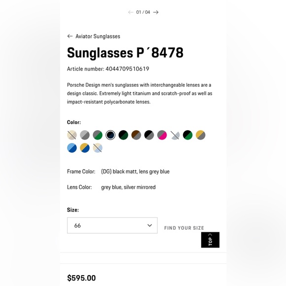 Porsche Design P 8478 Aviator Sunglasses - Picture 2 of 13